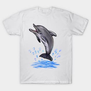 Cute dolphin making a splash.  Playful Dolphins T-Shirt